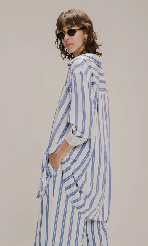 Camisa Larga Oversize Rayas