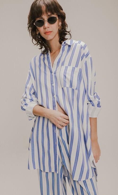 Camisa Larga Oversize Rayas